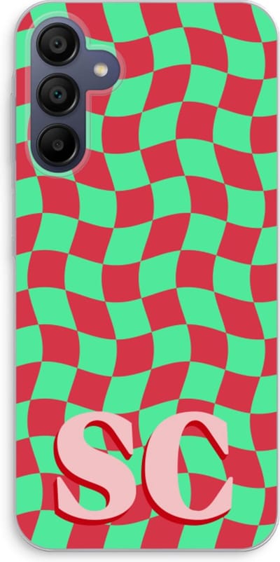 Gepersonaliseerd - Case Company® - Hoesje geschikt voor Samsung Galaxy A15 hoesje - Grid Monogram - Soft Cover Telefoonhoesje - Bescherming aan alle Kanten en Schermrand
