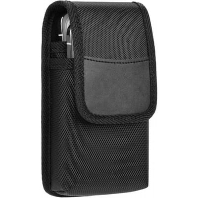 Universele telefoontas onder 7,5 inch Nylon Dubbel Vak Mobiele Telefoon Riemtasje Hoes Heren Outdoor tas voor iPhone 16 15 Samsung S23 zwart