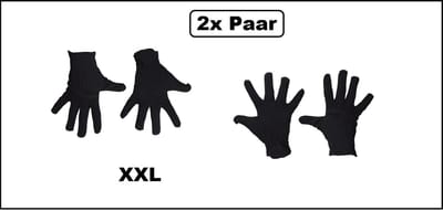 2x Paar Luxe Pieten handschoenen zwart mt XXL - Katoen - Piet Sinterklaas Sint