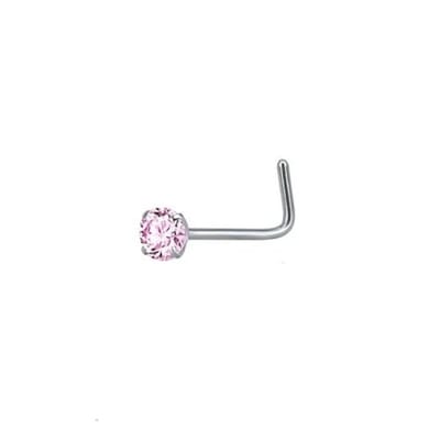 Aramat Jewels | Neuspiercing | Stijlvolle Roze Zirkonia Neuspiercing zilverkleur | Rond | |3mm | Staal | Volwassenen | Verkleurd niet