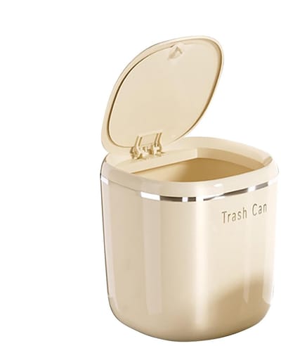 Bureaublad Vuilnisbak - Mini Prullenbak Tafelbak - Afval Opruimen - Met Persdeksel - 26 Liter - Beige