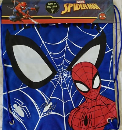 Trekkoordtas - Spiderman - Blauw Glow in the dark - Web & Mask