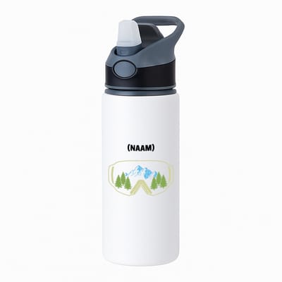 Hacebo® - Snowboard met eigen naam waterfles met rietje zwart - Snowboarden - Snowboarders - Wintersport - water fles - 650ML