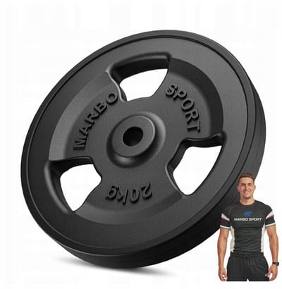 Marbo Sport - Halterschijf - Weight Plate gecoat - 20 kg - Gietijzer - Boring 31 mm - Voor krachttraining en thuisgym en Home Gym - Zwart