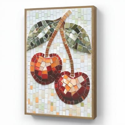 Wandlamp 60x90 cm - Oplaadbaar - Kersen - Rood - Mozaïek - Blaadjes - Wandlampen binnen woonkamer - Slaapkamer lamp - Decoratieve nachtlamp - Vloerlamp draadloos