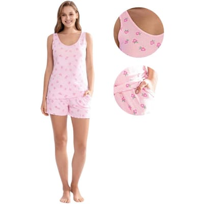 Pyjama Court Femme En Viscose XXL À Bretelles Mignon Agréable Pour L'Été Large white