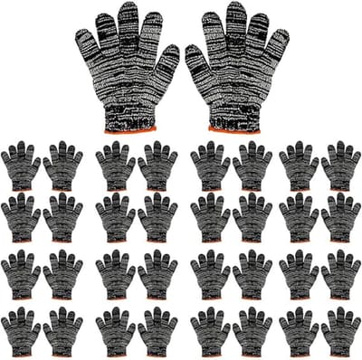 12 paar werkhandschoenen - ca. 21 cm - One size fits all - Ademend en lichtgewicht - Antislip en duurzaam - Geschikt voor bouw, tuinieren, klussen en autoreparatie - Grijs