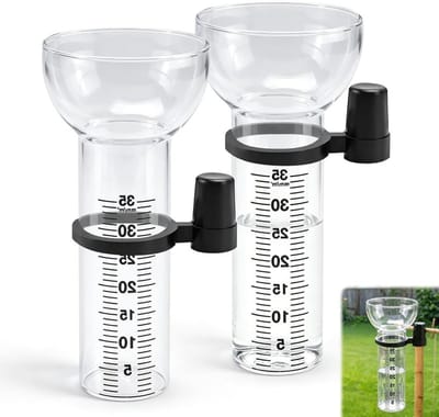 Vorstbestendige regenmeter set van 2 met reserveglas en houder, digitaal afleesbaar, ideaal voor tuin en weerregistratie