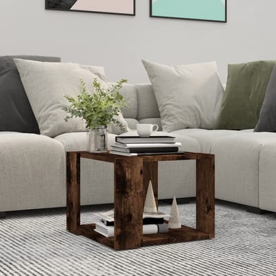 vidaXL - Salontafel - 40x40x30 - cm - bewerkt - hout - gerookt - eikenkleurig