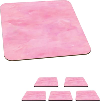 Onderzetters voor glazen - Waterverf - Patronen - Roze - Verf - 10x10 cm - Glasonderzetters - 6 stuks