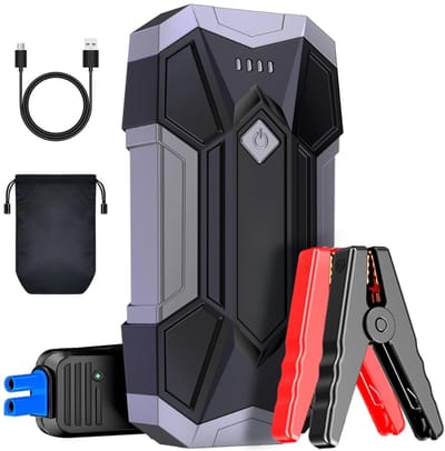 Jumpstarter Auto 24000mAh – 3000A Starthulp 12V – Accu Booster Powerbank met LED Zaklamp & SOS Noodlicht – Geschikt voor Benzine & Diesel Motoren – Incl. Opbergtas