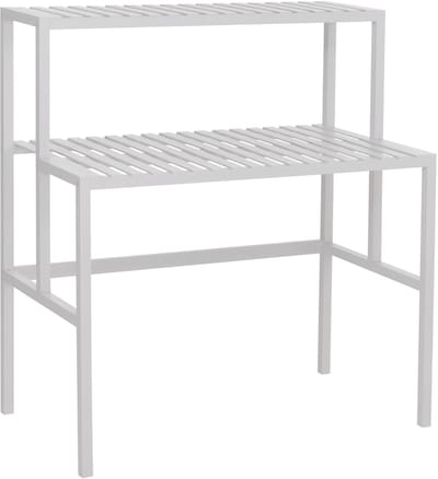 Bamboe plantenrek MCW-Q34, bloementrap, plantentrap, 2 planken 100x90x50 cm ~ wit
