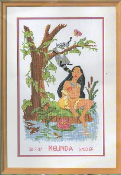 Pocahontas aida borduurpakket om te tellen Vervaco 70.928