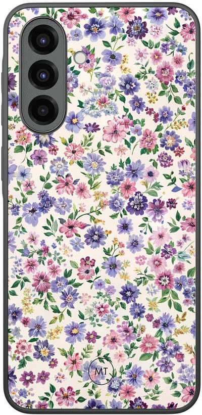 Hoesje geschikt voor Samsung Galaxy A36 - Paarse bloemen - TPU Hard Case Backcover - Paars - Mooie Telefoonhoesjes