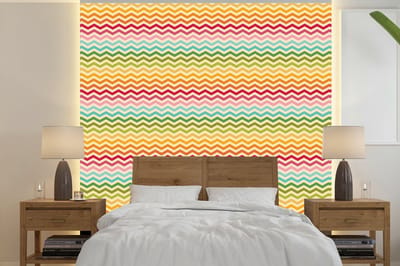 Behang - Fotobehang Patroon - Regenboog - Retro - Breedte 240 cm x hoogte 240 cm
