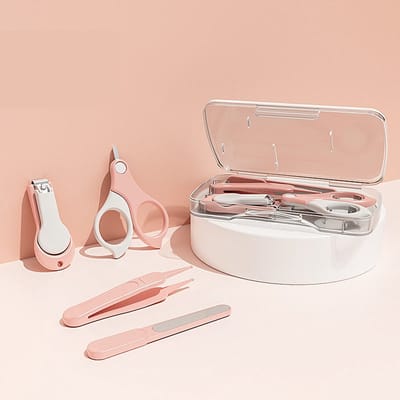 Nagelverzorgingsset voor baby's - 4-in-1 nagelverzorgingsset voor baby's - Nagelkunstset - Inclusief schaar met ronde puntjes, nagelknipper, nagelvijl en pincet - Reisvriendelijk - Geschikt voor peuters en kinderen