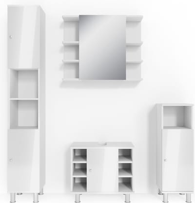 Vicco Badkamermeubel set Fynn, Wit Hoogglans, 4-delig