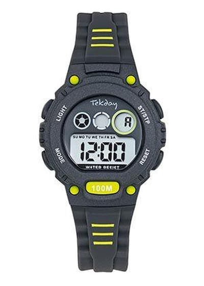 Tekday-Digitaal-Sportief-Sterk kinderhorloge-Grijs/Geel-Waterdicht-Silicone band-Fijn draagcomfort