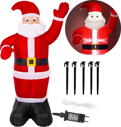 Springos Opblaasbare Kerstman - Buitendecoratie - Zelfopblazend - 240 x 70 cm