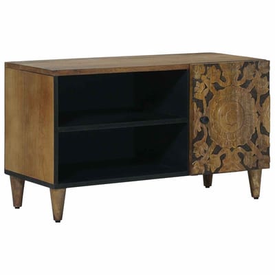 vidaXL - TV - Kast - met - plank - Bruin - 80 - x - 31,5 - x - 46 - cm - Massief - Mango - Hout
