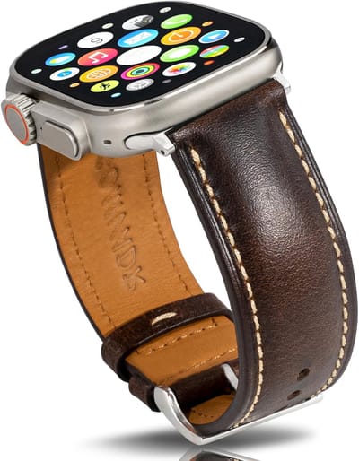 Dailygoods- Horlogebandje Lederen - Compatibel met Apple Watch 38/40/41/42/44/45/49 mm - Zweetbestendig - Duurzaam - Hoogwaardig Italiaans Leer - Roestvrijstalen Gesp - Horlogeband