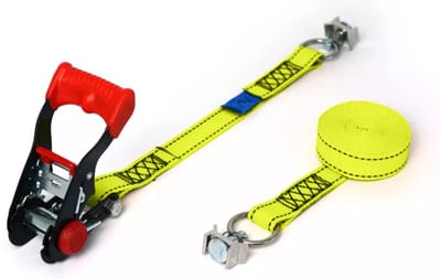 Set van 4 Spanbanden (Sjorbanden) 800kg - 3,5m x 25mm - 2-delig - Voor L-track-rail - Geel