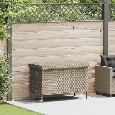 vidaXL - Tuinbox - met - wielen - 110x55x73 - cm - poly - rattan - lichtgrijs
