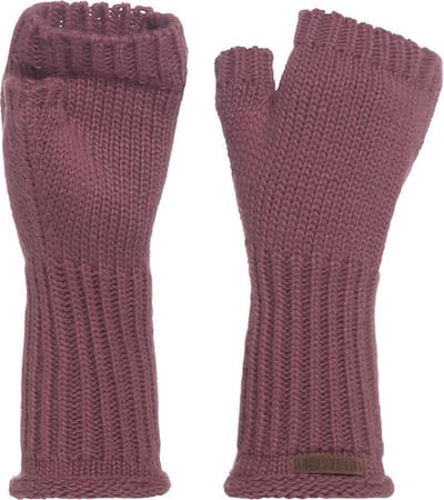 Knit Factory Cleo Gebreide Dames Vingerloze Handschoenen - Handschoenen voor in de herfst & winter - Rode handschoenen - Polswarmers - Stone Red - One Size