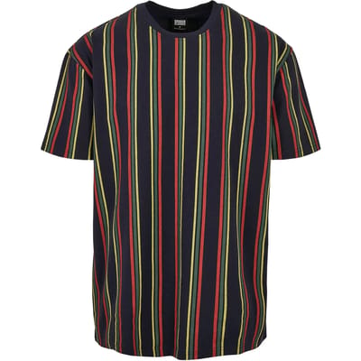Urban Classics - Printed Oversized Retro Stripe Heren Tshirt - M - Multicolours