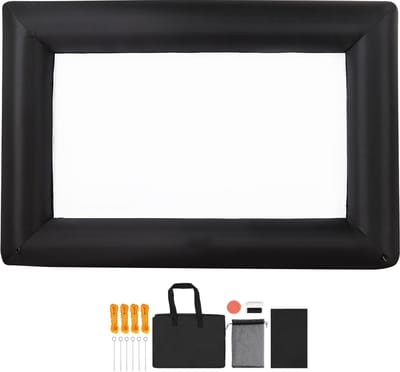 Opblaasbaar Filmscherm voor Projecties, 600d-Materiaal, Draagbaar Scherm met Opbergtas, 16:9-Formaat, Ideaal voor Thuisbioscoop, Themafeesten En Zwembadentertainment (378 X 160 X 317 Cm)