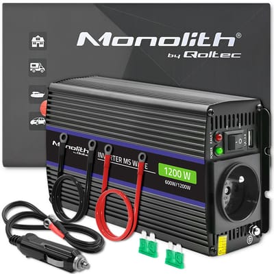 Qoltec Monolith 51925 stroomomvormer - 12 V DC naar 230 V AC - 600 W - USB