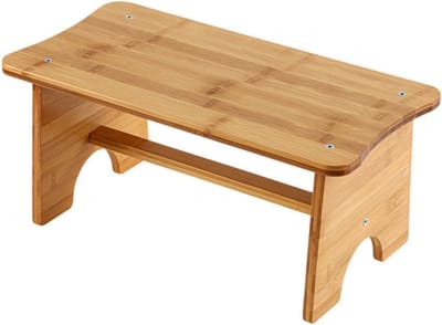 Toiletkruk Hout - Voetenbankje Opstapje - Badkamer Hulpstuk - Verstelbare Hoogte - 39x20x17cm - Natuurlijk Hout