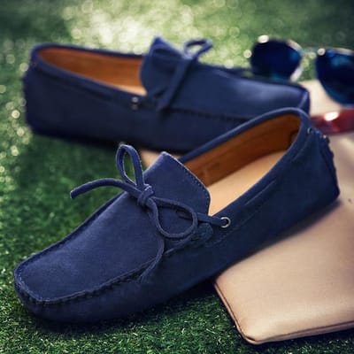 Mode Herenschoenen Echt Leer Casual Zomerschoenen Klassieke Heren Loafers Elegante Slip-on Heren Flats Plus Mannelijke Rijschoenen 49 donkerblauwe kleur