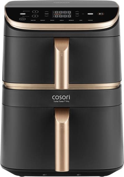 Cosori CAF-DC123S Turbo Tower Pro Slimme Airfryer - 10,8 liter dubbele mand - 7-in-1 functies - Keramische coating - VeSync-app-bediening