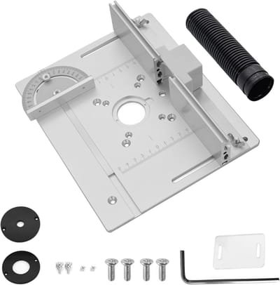 Set van 3 Inlegplaten voor Freestafel, Aluminium Legering, Router Inzetplaat, Freesaccessoires en Graveerhulpmiddel met Geleider