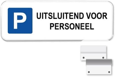 Parkeerbord Personeel - Weerbestendig Aluminium - 40x15 cm - Bevestiging: Met muur-/ wandmontage beugels