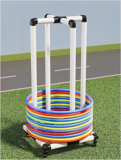 Hoelahoep Opslag - Fitness Ring Organizer - Ruimte Besparen - Met Remmen Wielen - 107 cm Hoog - Zwart