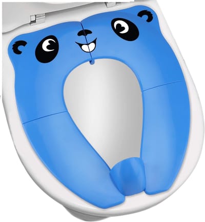 [Upgrade versie] Toiletbril voor kinderen voor op reis, potje, draagbare wc-bril voor op reis, kleine kinderen, potjestrainer met opbergzak, blauw