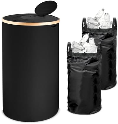 Recycling Container van 100 Liter met 2-Tier Deksel en 2 Binnenzakken voor Keuken en Opslagruimte, Ideaal voor Afvalscheiding en Duurzaam Gebruik