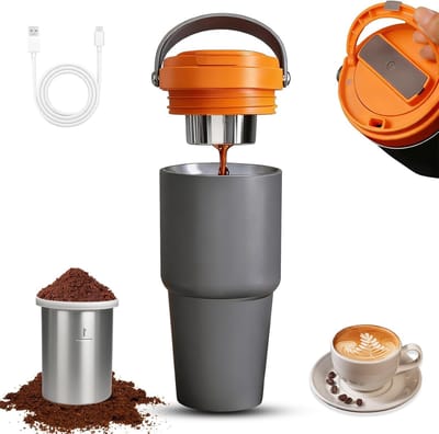 Draagbare Koffiemachine - Espressomachine Reis - Koffie Zetten - 3-in-1 Ontwerp - 900 ml - Grijs