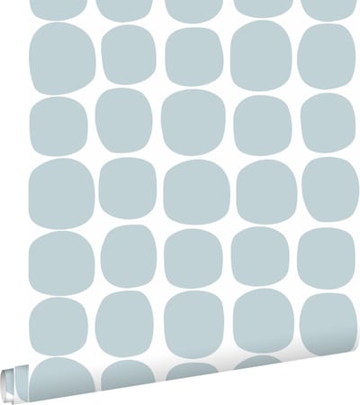 ESTAhome behang grafisch motief lichtblauw en wit - 53 cm x 10.05 m - 139088