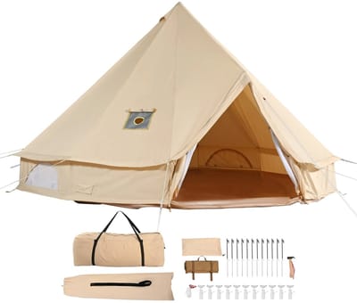 Innovastore Yurt tent - Tent - Kampeertent - Canvastent - Kamperen - Outdoor - 1 compartiment - 4 meter - 6 persoons - Beige