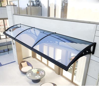 Voordeur Luifel - Terras Bescherming - Regen Sneeuw - Slagvast Polycarbonaat - 60x80cm - Transparant Zwart
