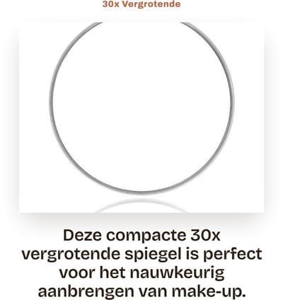 Dailygoods- Vergrotende Spiegel 30x - Make-up Spiegel met Zuignap - Ronde Spiegel - Compacte Reisspiegel - Eenvoudig te Installeren - Duidelijke Details