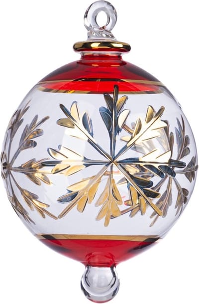 Goodwill Kerstbal Sneeuwvlokje Mond geblazen Glas-Rood D 12 cm