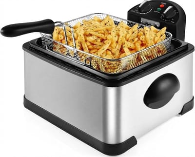 SNJY® Frituurpan - Friteuse - Frituurketel - 2000 W - 4,3L - XL - Zilver