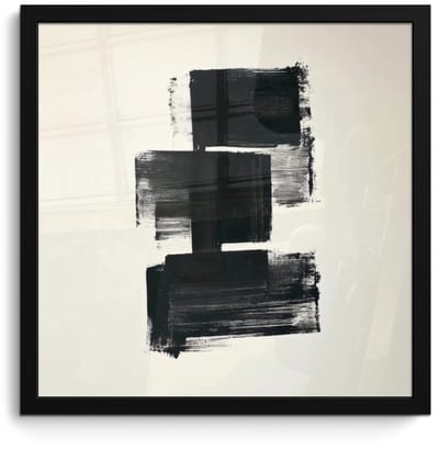 Poster in lijst - Fotolijst 40x40 cm - Posters - Rechthoeken - Penseelstreken - Abstract - Zwart - Posterlijst zwart - Decoratie - Wanddecoratie woonkamer - Muurdecoratie slaapkamer