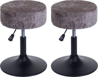 Set van 2 krukken MCW-C22, zitkruk, in hoogte verstelbaar, draaibaar Ø 37 cm Stof Chenille (465 g/m²) MVG ~ bruin