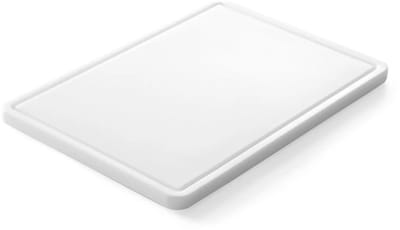 HENDI Snijplank - polyethyleen met hoge dichtheid - met opvanggroef voor sappen - 355x250x(H)15 mm - wit - universeel voor keuken en professioneel gebruik