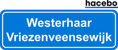 Hacebo - Plaatsnaam Sticker - 29x10 CM - Westerhaar Vriezenveensewijk sticker - Verkeersborden sticker - grappige cadeaus - Westerhaar Vriezenveensewijk